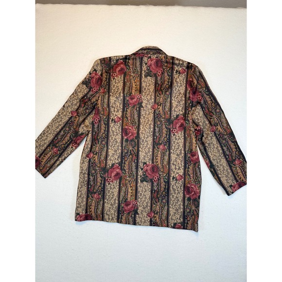 Irwin Alan Chicago Tapestry Floral Blazer Jacket Vintage Striped Rose - Picture 2 of 3